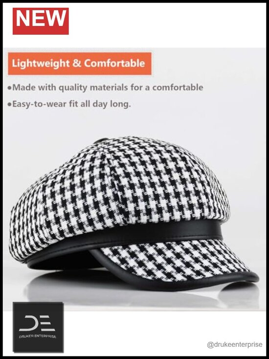 Cotton Newsboy Cap with Adjustable Drawstring Cabbie Hat for Fall Spring